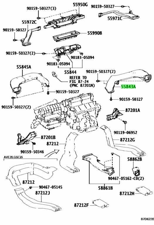 OEM Genuine TOYOTA Lexus Heater To Register Duct No.1 55843-53060 5584353060