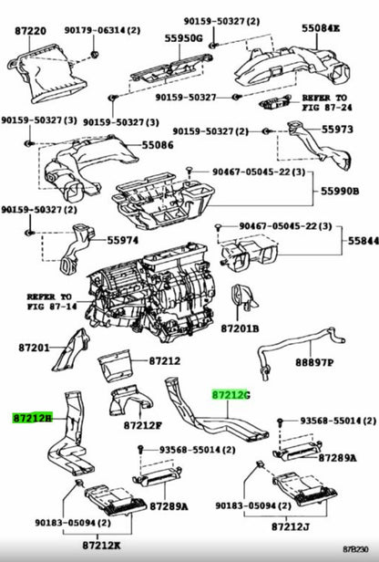 OEM TOYOTA Lexus CT200H HS250H RearAirDuct No.3 No.4 Set 87213-75010 87213-750200
