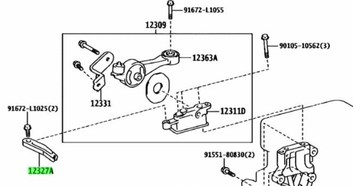 OEM Toyota Engine Mounting Stay No.2 RH Camry Highlander 12327-36010 12327360101