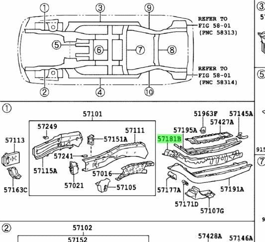 57181-48020 Toyota Plate, front side member, no.3 rh 5718148020, New Genuine OEM1
