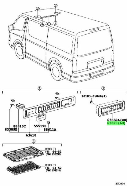 Genuine Toyota Hiace GDH201V Air Vent Register No.2 Lt Gray OEM 63620-26080-B01