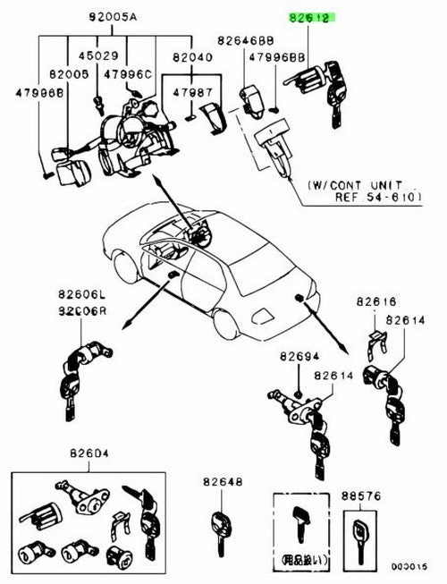 Genuine Mitsubishi Lancer Evo 8 CT9A Steering Lock Cylinder MN1612481