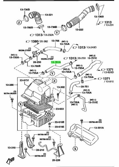 OEM Mazda RX-7 FD3S Air Cleaner to Charge Relief Valve Hose N3A2-13-768 Genuine1