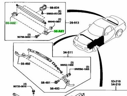 OEM MAZDA STRUT BAR BRACKET LH/RH SET RX-7 FD3S FD01-56-A8Y FD01-56-A8Z1