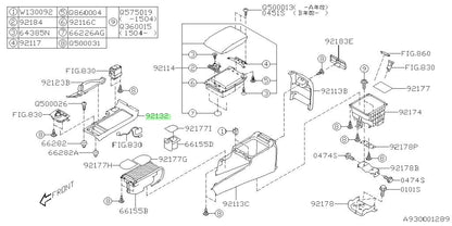 NEW Genuine Subaru Console Cover OEM 92136-FG000VH0