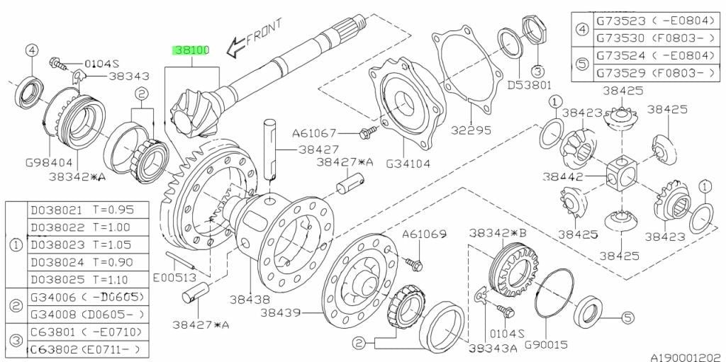 NEW Genuine Subaru Hypoid Gear Set Differential Ring Pinion OEM 38100-AB7201