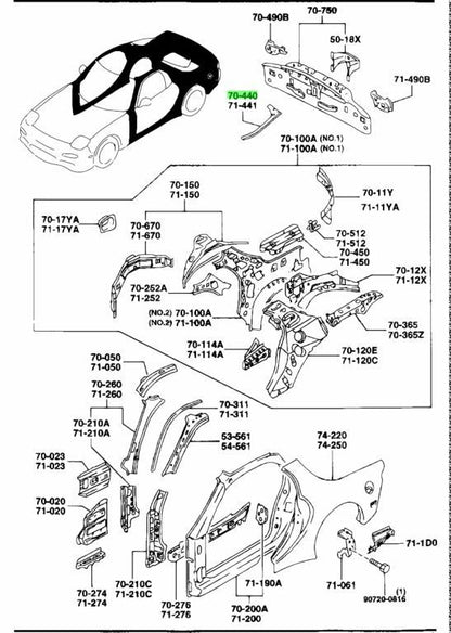 OEM MAZDA CORNER PLATE RH RX-7 FD3S FD01-70-440B0