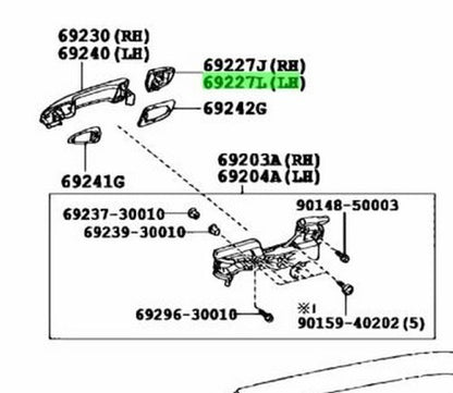 OEM Genuine TOYOTA LEXUS Rear Door Handle Cover LH Silvery Blue 69228-48010-J11