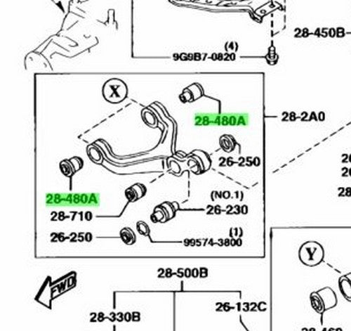 OEM Mazda RX-7 FD3S Upper Suspension Bushing Set of 2 F123-28-480A Genuine1