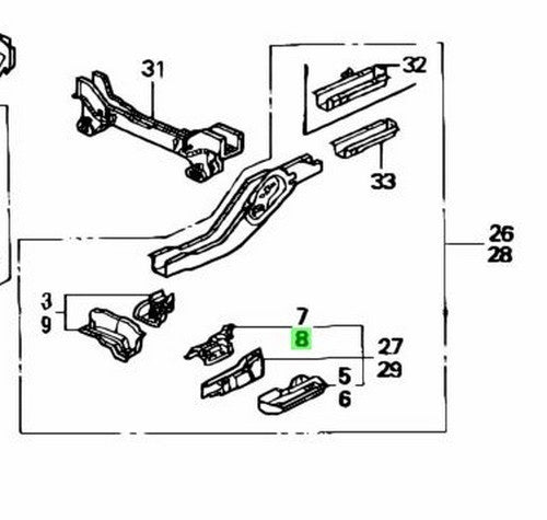 OEM Honda Civic EG 1992-1995 04659-SR3-300ZZ LH Rear Frame Outrigger Panel1