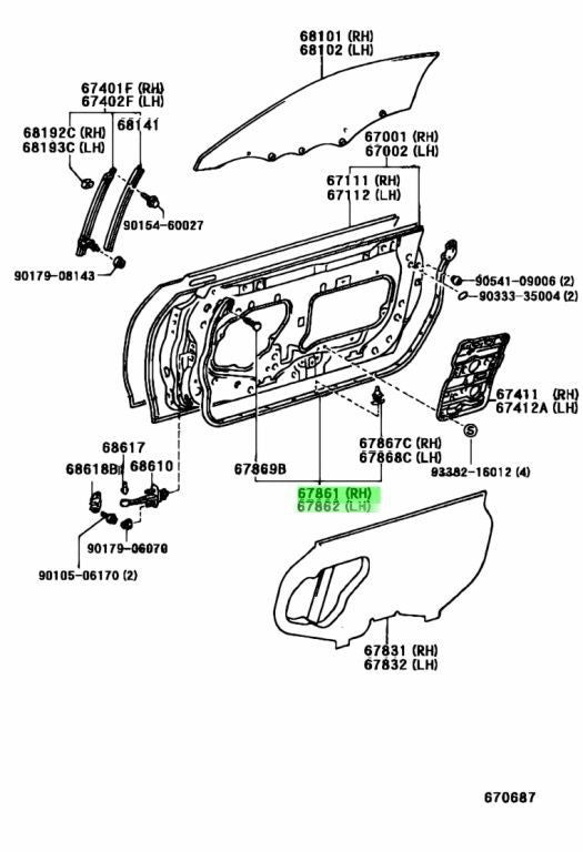 Genuine TOYOTA Supra A80 Front Door Weatherstrip RH LH 67861-14310 67862-143101