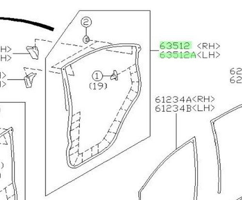NEW Genuine Subaru Rubber Seal Weatherstrip R&L Set OEM 63512VA120 63512VA1301