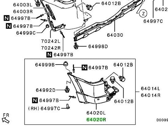 Genuine Mitsubishi Pajero Rear Bumper Corner Cover RH 6410B536WB OEM1