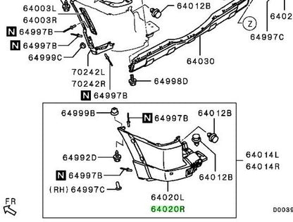 Genuine Mitsubishi Pajero Rear Bumper Corner Cover RH 6410B536WB OEM1