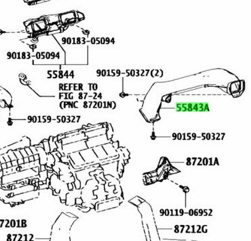 OEM Genuine TOYOTA Lexus Heater To Register Duct No.1 55843-53060 5584353060