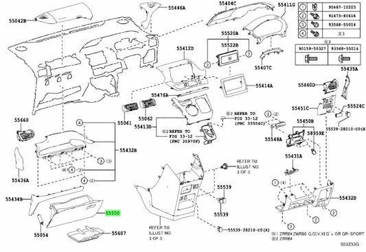 OEM Genuine Toyota Voxy ZRR80G DOOR ASSY GLOVE COMPARTMENT 55550-28130-C01