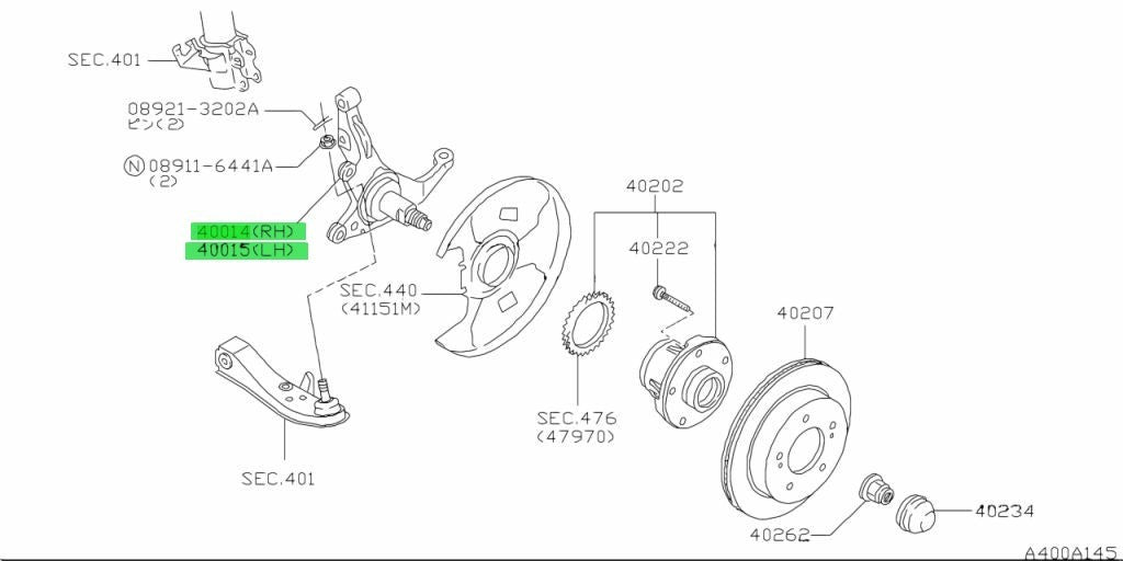 NEW Genuine Nissan FR Steering Knuckle Spindle LH RH Set OEM 40014/40015-5L3001