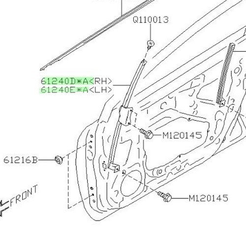 Genuine Subaru Door Partition Sash Assembly Set R&L OEM 61240/VA1009P-VA1109P1