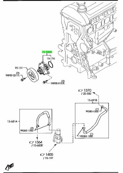 Genuine Mazda Water Pump Housing LF94-15-100 MX-5 Miata NC NCEC 2005-20151
