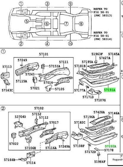 Genuine TOYOTA Lexus Front Side Member Inner Rear RH LH 57191-48020 57192-480201