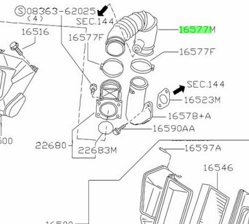 OEM HOSE AIR DUCT;HOSE-AIR DUCT Genuine Nissan GT-R R33 BCNR33 16577-24U001