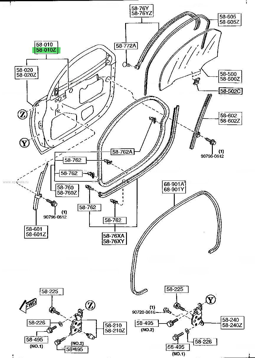 OEM Mazda FRONT DOOR BODY (L) RX-7 FD3S FD15-59-020D0