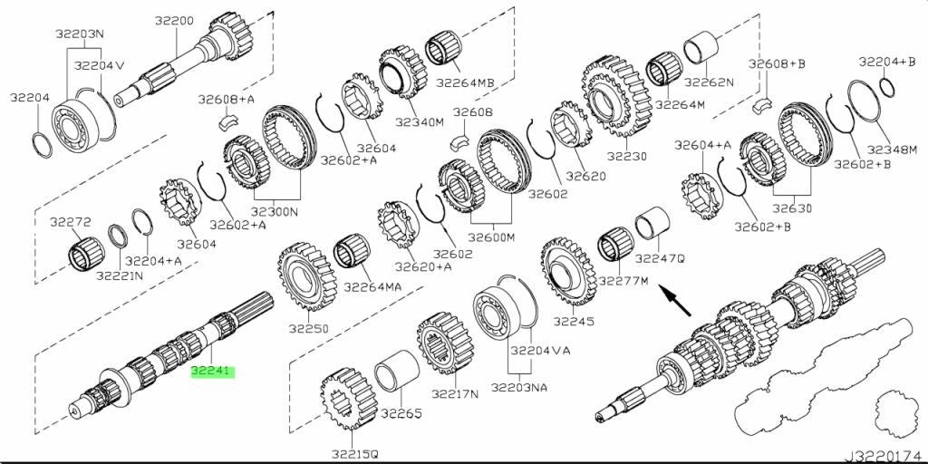Genuine NISSAN  FAIRLADYZ Z34 Transmission Main Shaft 32241-CD80A Manual Gearbox2