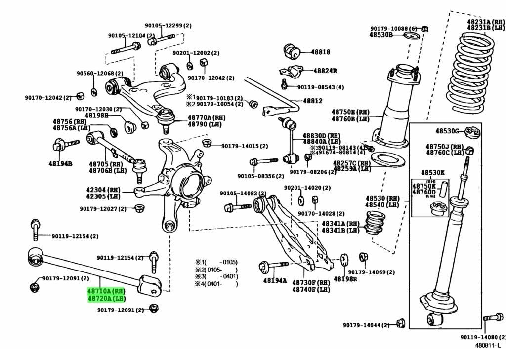 OEM Toyota 1998-2005 Altezza Lexus IS300 Rear Suspension Arm Assy No.1 RH LH Set1