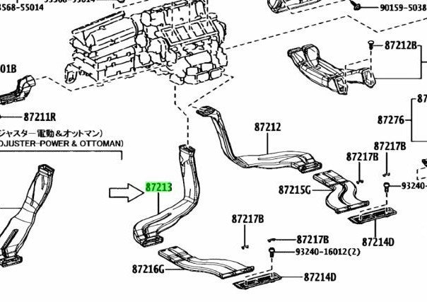 OEM Genuine TOYOTA Lexus Rear Air Duct No.2 HVAC VentTube 87213-50100 87213501001