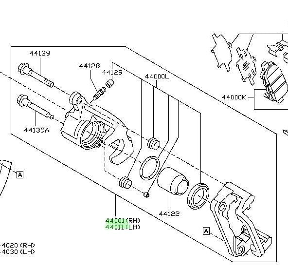 Genuine Nissan RR Brake Caliper L&H Pair W/O Pads&Shims 44001/44011-3NK0A OEM1