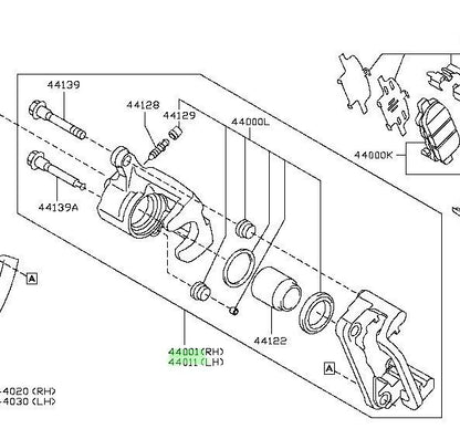 Genuine Nissan RR Brake Caliper L&H Pair W/O Pads&Shims 44001/44011-3NK0A OEM1
