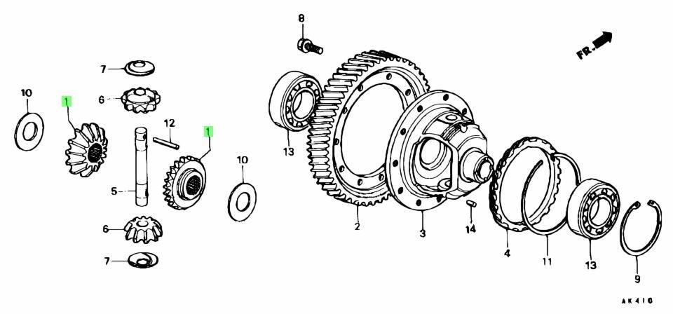 OEM GEAR, DRIVE PINION Genuine Honda Civic EF Hatchback B16A SiR 41221-PC8-030