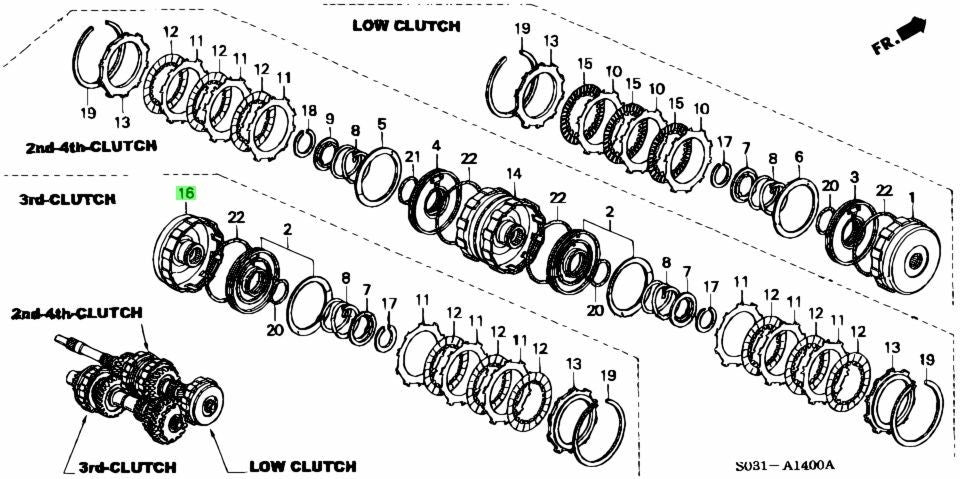 OEM HONDA THIRD CLUTCH GUIDE AT TRANSMISSION CIVIC INTEGRA 22661-PF4-0000