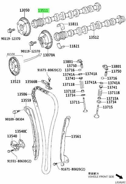 Toyota Genuine 2010-2017 CAMRY 2.5L ENGINE CAMSHAFT W/ SPROCKET 13501-360201