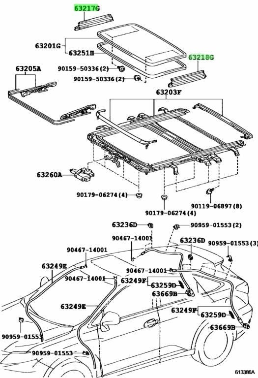 LEXUS RX270/350/450H Panoramic Sliding Roof Side Garnish 63217-48040 63218-480400