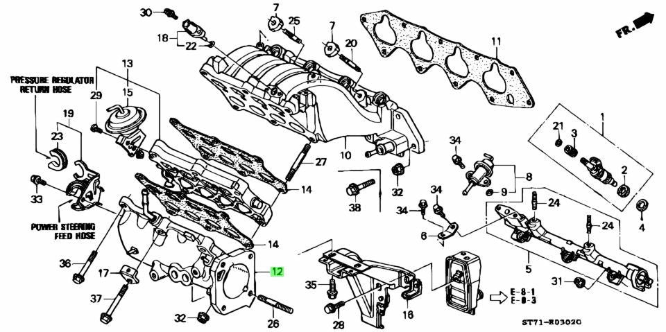 OEM Honda Acura Integra DC2 GS-R Type R B18C Intake Manifold B 17110-P72-0100