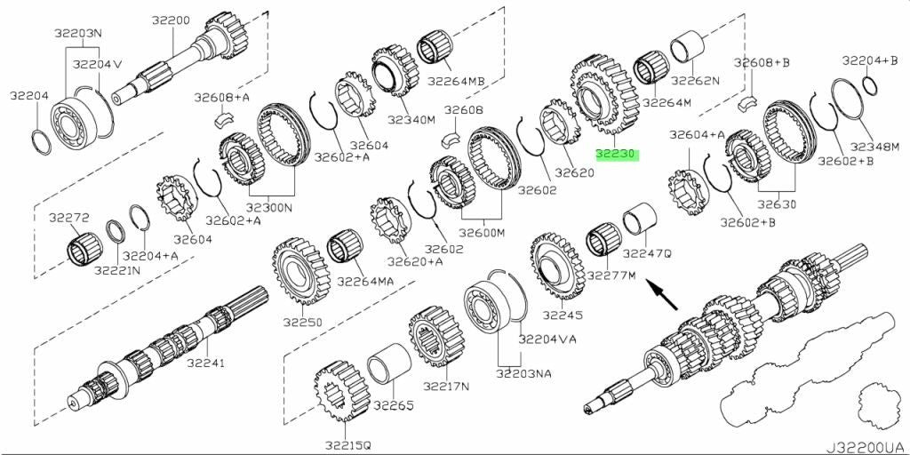 Genuine Nissan 350Z 370Z G35 G37 Q60 6MT Main Shaft 1st Gear 32231-CD414 OEM1