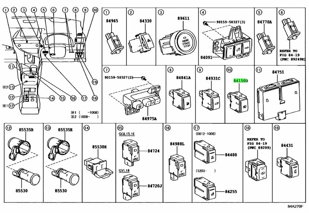 Genuine Lexus Headlamp Cleaner Switch 84150-480201