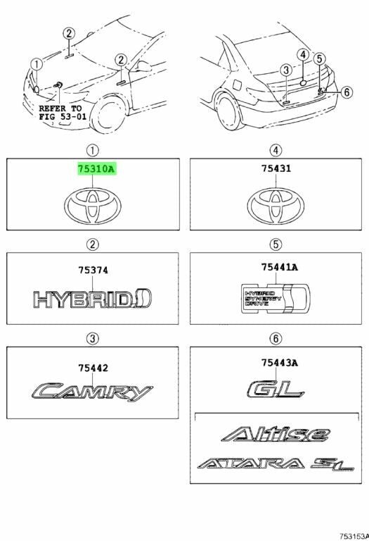 TOYOTA PRIUS ZVW30 10-15 Genuine Emblem For vehicles with PCS 53141-47011 OEM