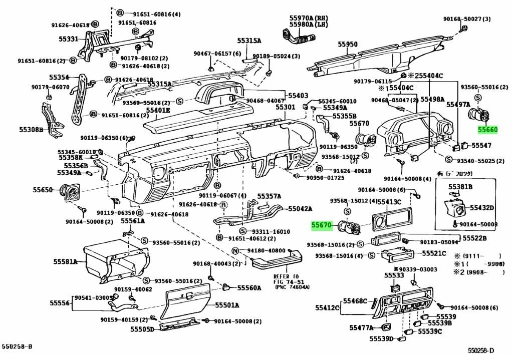 Toyota Genuine 55660-60050 Instrument Panel Register Assembly Land Cruiser Prado1