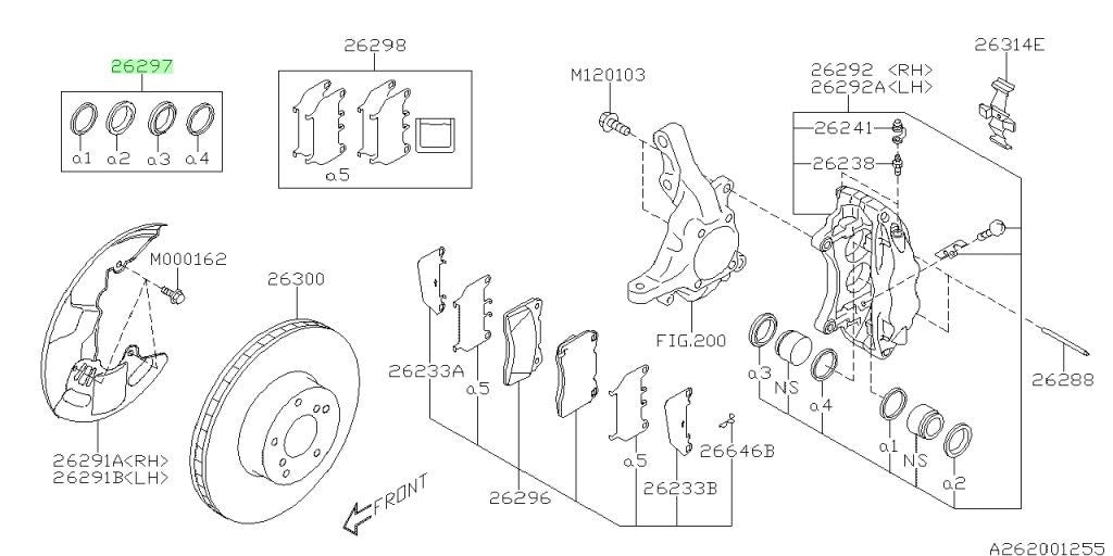 Genuine Subaru Front Brake Caliper Seal Repair Kit OEM 26297VA0000
