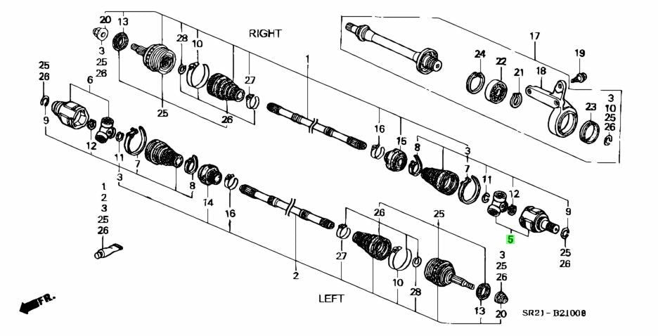 OEM Honda Civic EG Inboard CV Joint Genuine 44310-SR3-A001
