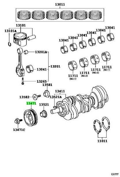 OEM PULLEY, CRANKSHAFT Genuine Toyota HiAce Van GDH201V 13408-110602