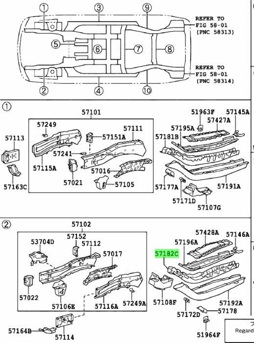 OEM Genuine TOYOTA Lexus FrontSide Member Rear No.1 Reinforcement LH 57182-480202