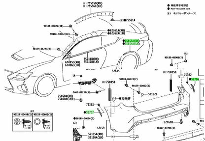 Lexus Genuine RC-F Rear Quarter Outside Fender Molding Left Right Silver 1J2 OEM