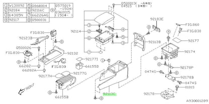 NEW Genuine Subaru Center Console Box OEM 92113-AG000VH0