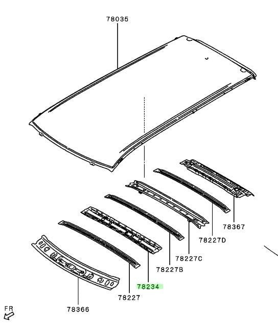 NEW Genuine Mitsubishi Center Roof Bow OEM 5290F7051