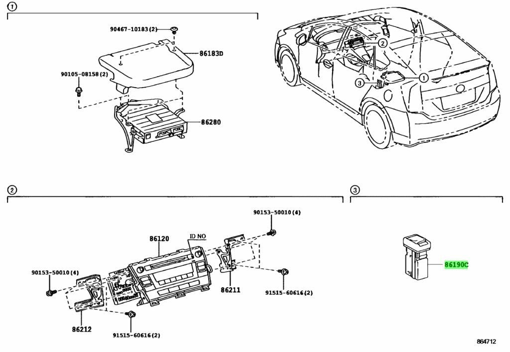 OEM Genuine TOYOTA Lexus Stereo Jack Adapter Assembly AUX InputAudio 86190-47020