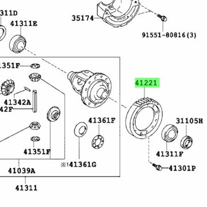 OEM Genuine TOYOTA Lexus Front Differential Ring Gear 41221-48130 41221481301
