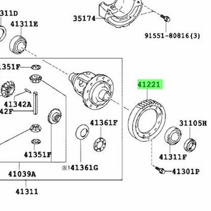 OEM Genuine TOYOTA Lexus Front Differential Ring Gear 41221-48130 41221481301